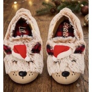 Dearfoams Cozy Comfort Holiday Family Bear Slippers Lil Bear/Sz 5-6 Toddler NEW
